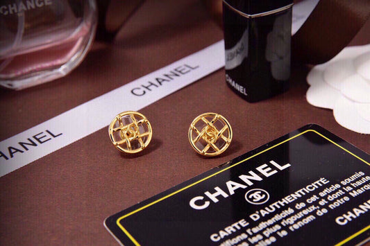 Signature Emblem Stud Earrings in Polished Metal-Tone – Design 006 main product view