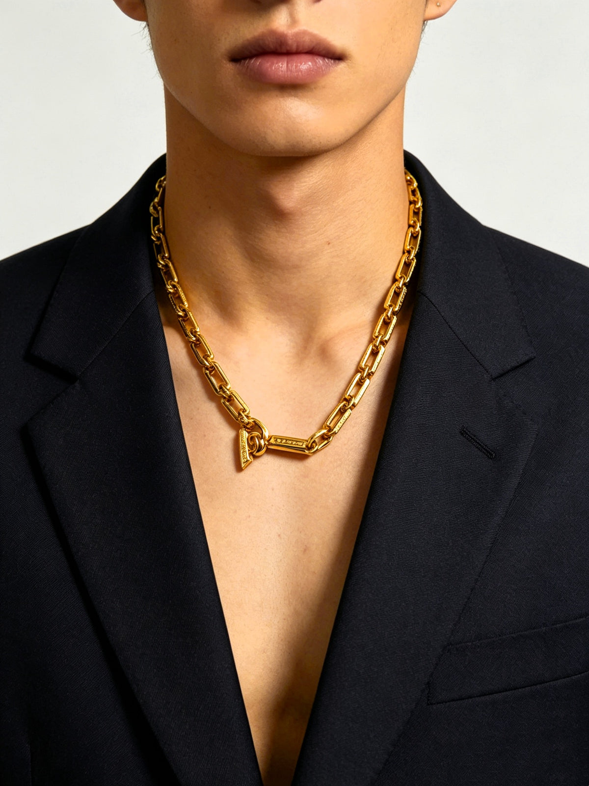 Signature Emblem Pendant Necklace in Polished Metal-Tone – Design 021 main product view