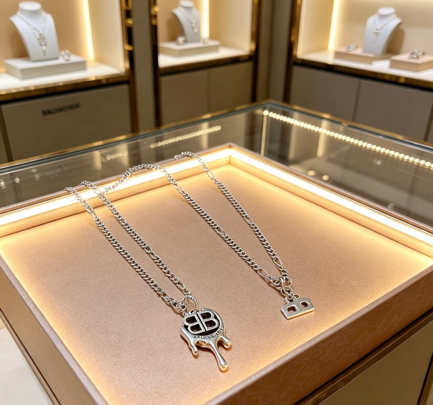 Geometric Emblem Pendant Necklace in Polished Metal-Tone – Vintage Detail – Design 015 side detail