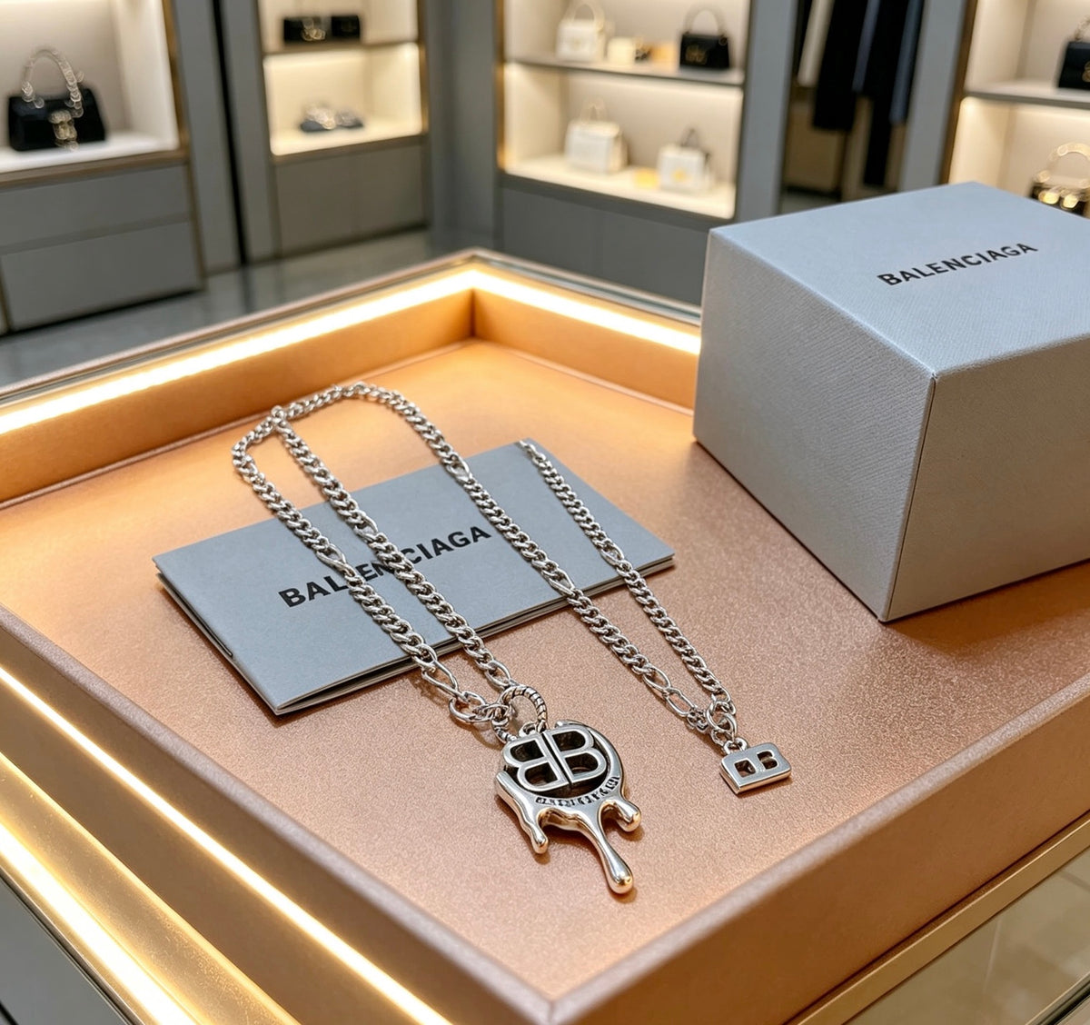 Geometric Emblem Pendant Necklace in Polished Metal-Tone – Vintage Detail – Design 015 main product view