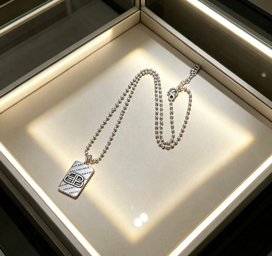 Geometric Emblem Pendant Necklace in Polished Metal-Tone – Vintage Detail – Design 027 main product view