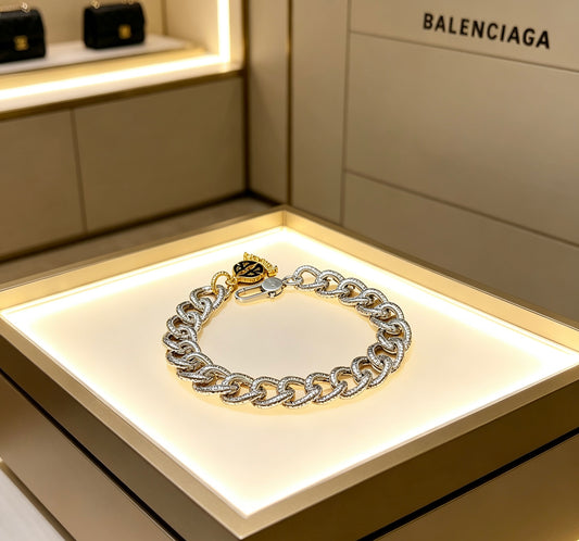 Geometric Emblem Bracelet in Polished Metal-Tone – Design 018 main product view