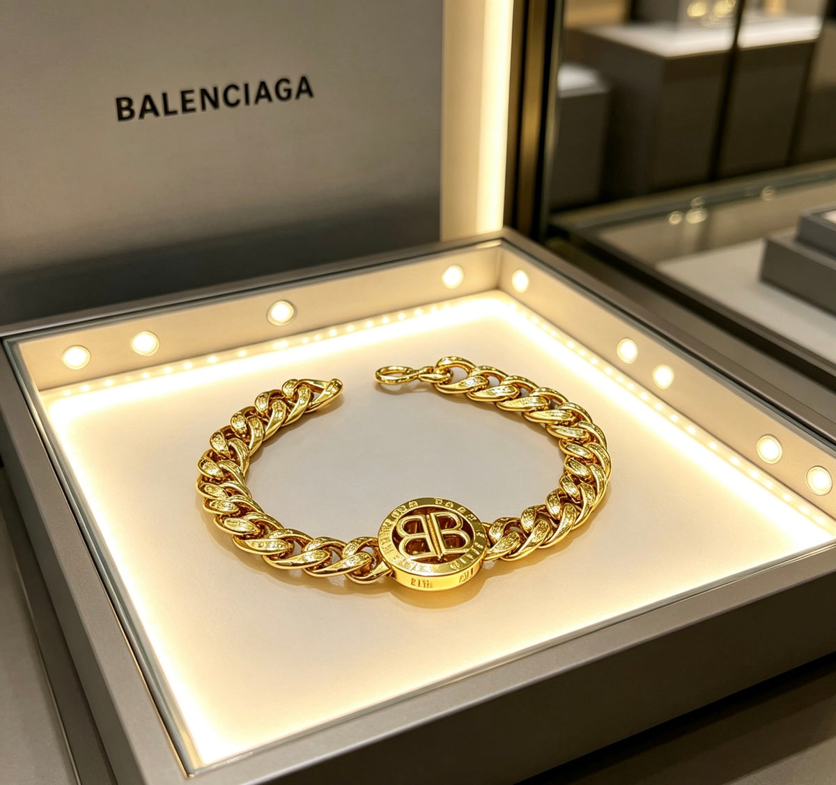 Geometric Emblem Bracelet in Polished Metal-Tone – Design 006 main product view