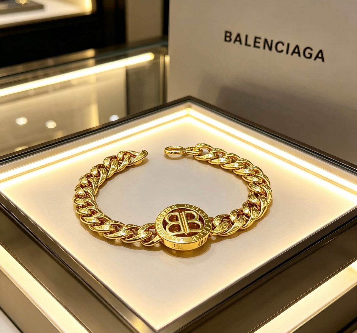 Geometric Emblem Bracelet in Polished Metal-Tone – Design 006 styled product view