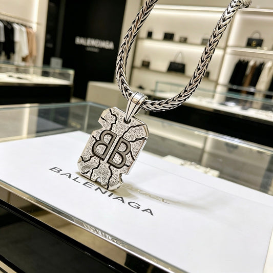 Geometric Emblem Pendant Necklace in Polished Metal-Tone – Vintage Detail – Design 018 main product view