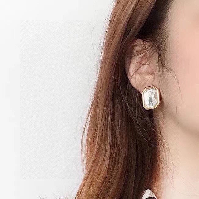 Geometric Emblem Stud Earrings in Gold-Tone – Design 002 side detail