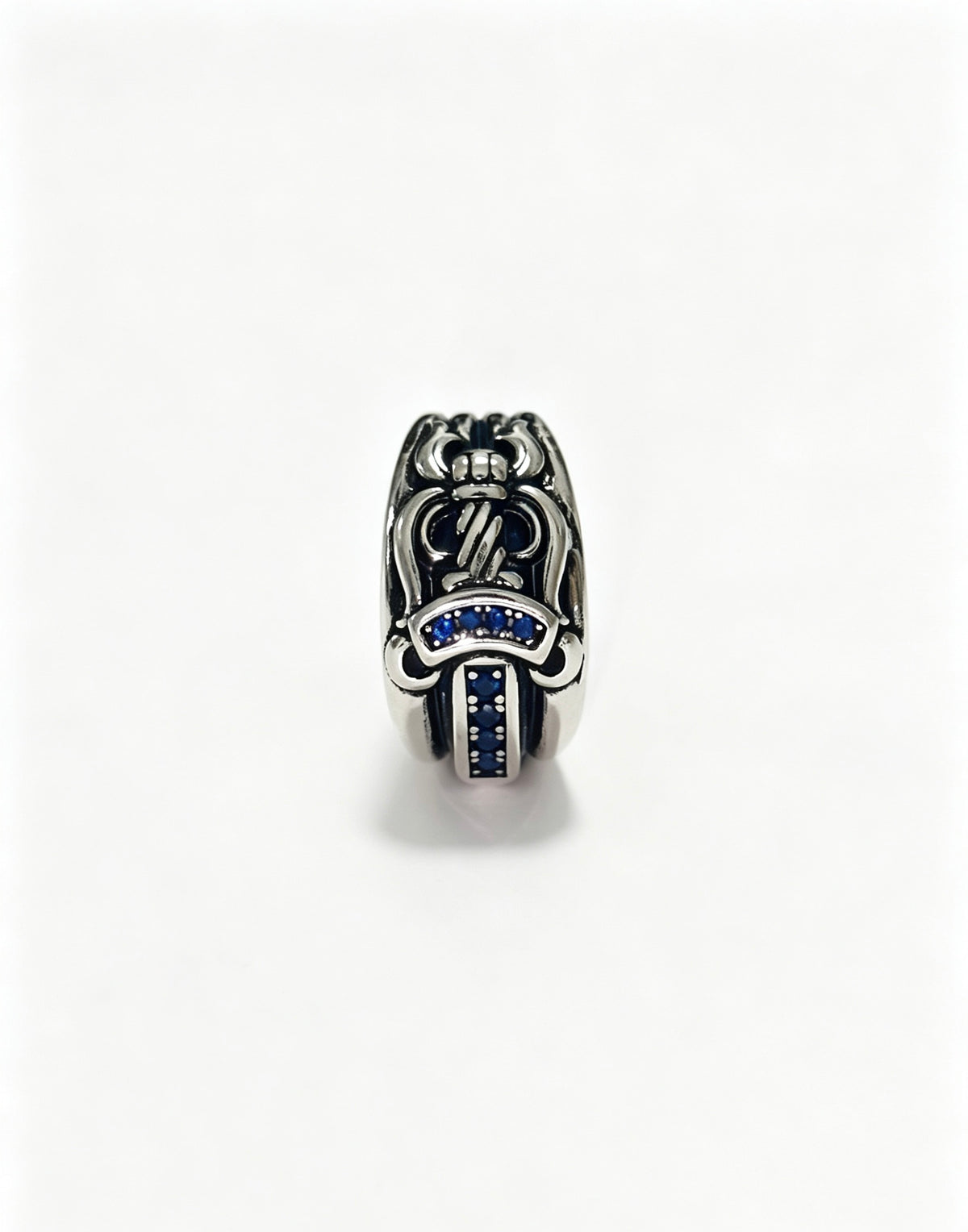 Signature Emblem Statement Ring in Polished Metal-Tone – Design 009 front product view