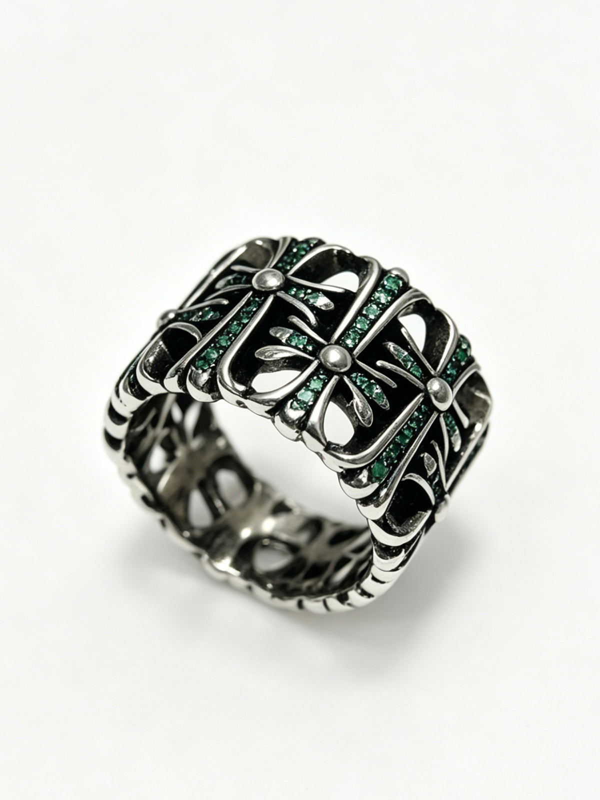 Signature Emblem Statement Ring in Polished Metal-Tone – Design 003 side detail