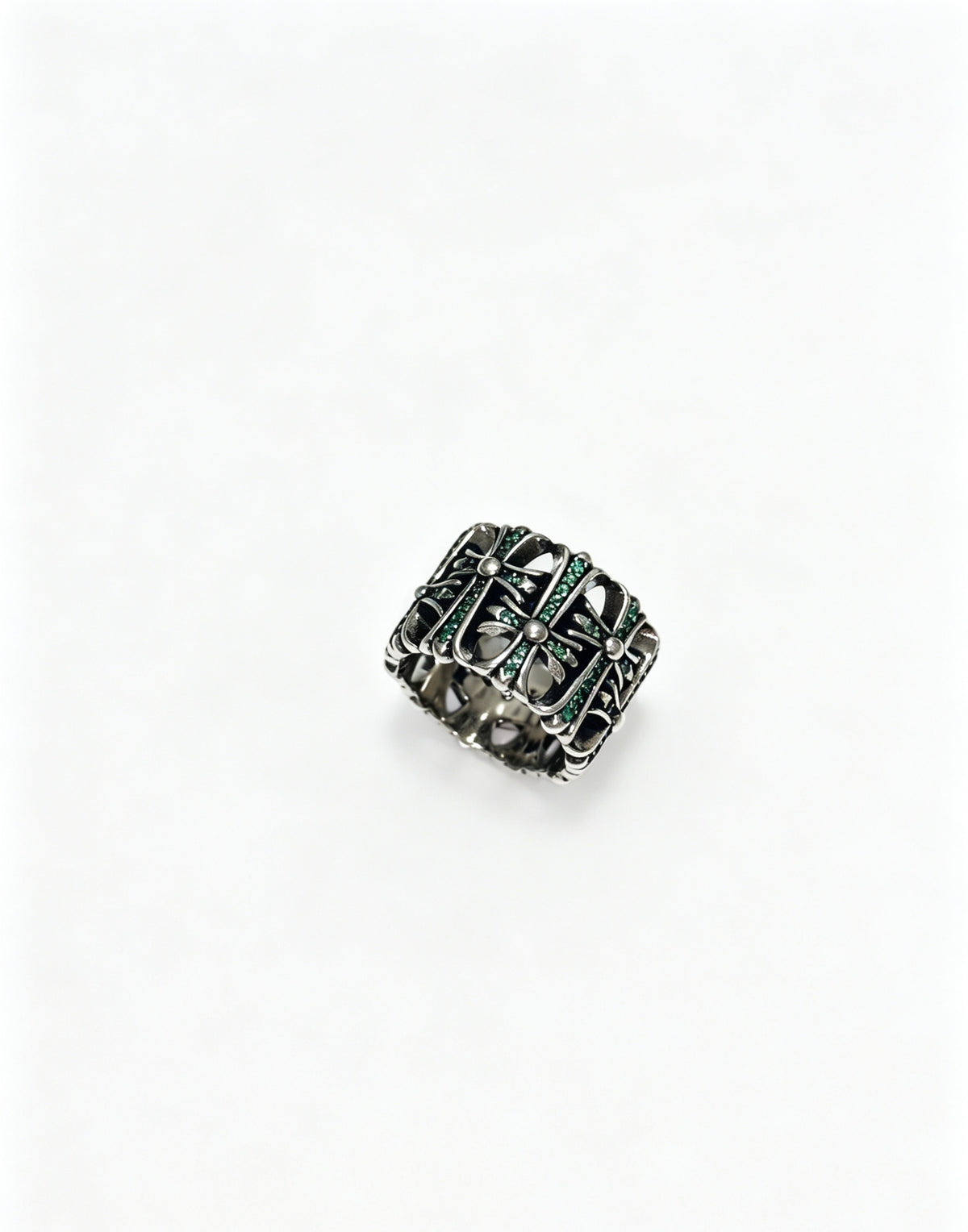 Signature Emblem Statement Ring in Polished Metal-Tone – Design 003 detail view