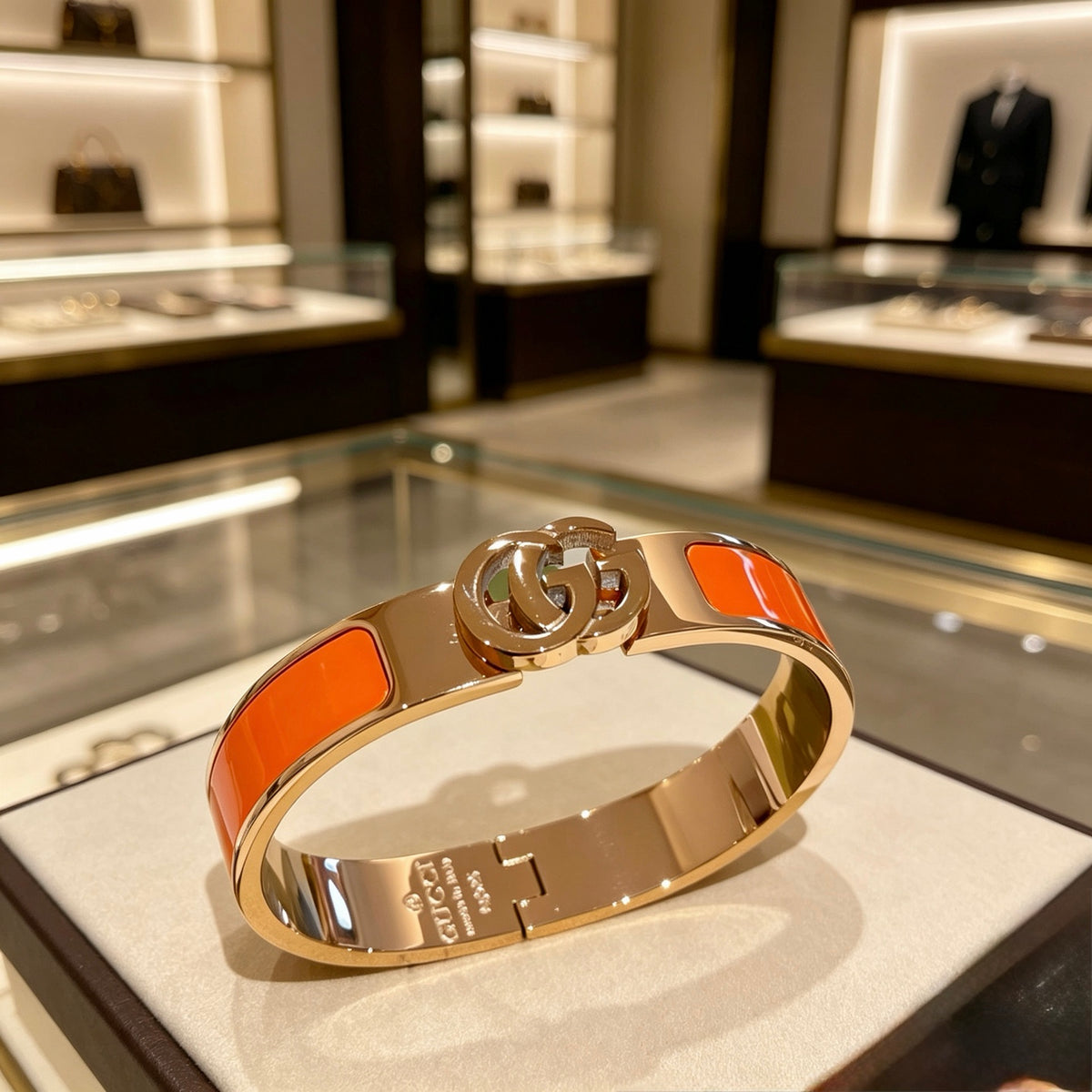 Double-G Emblem Bangle in Gold-Tone – Design 001 side detail