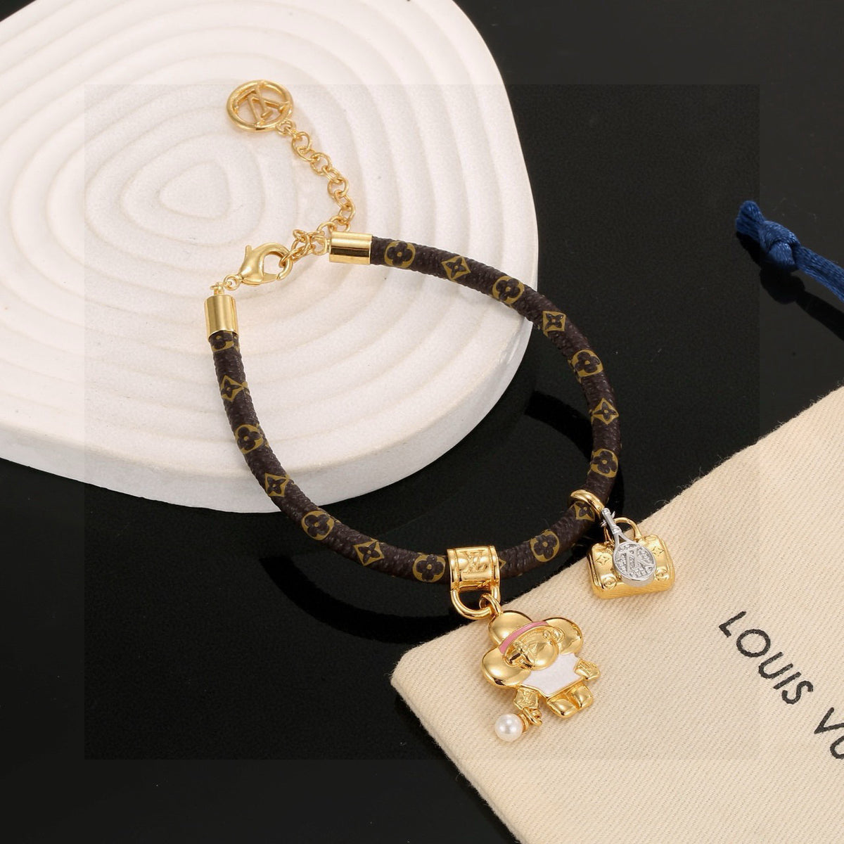 Floral Bangle in Polished Metal-Tone – Design 001 side detail