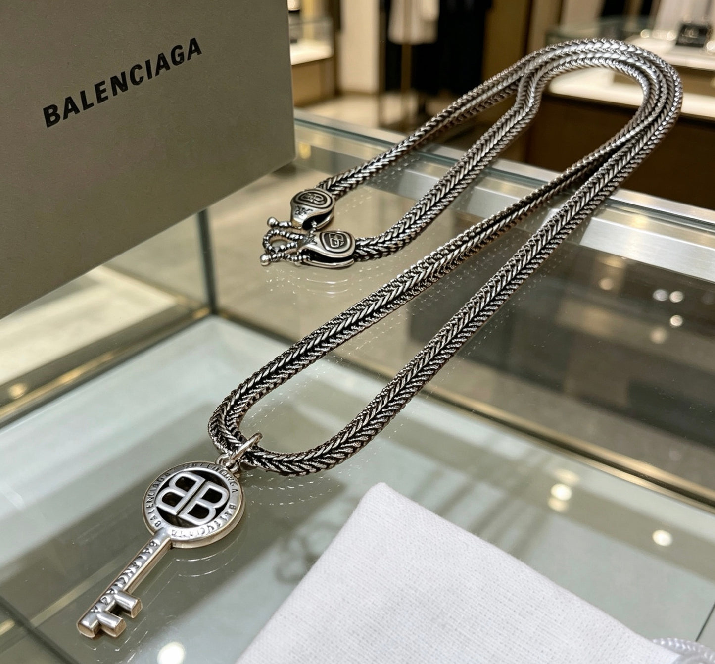 Geometric Emblem Pendant Necklace in Polished Metal-Tone – Vintage Detail – Design 003 front product view