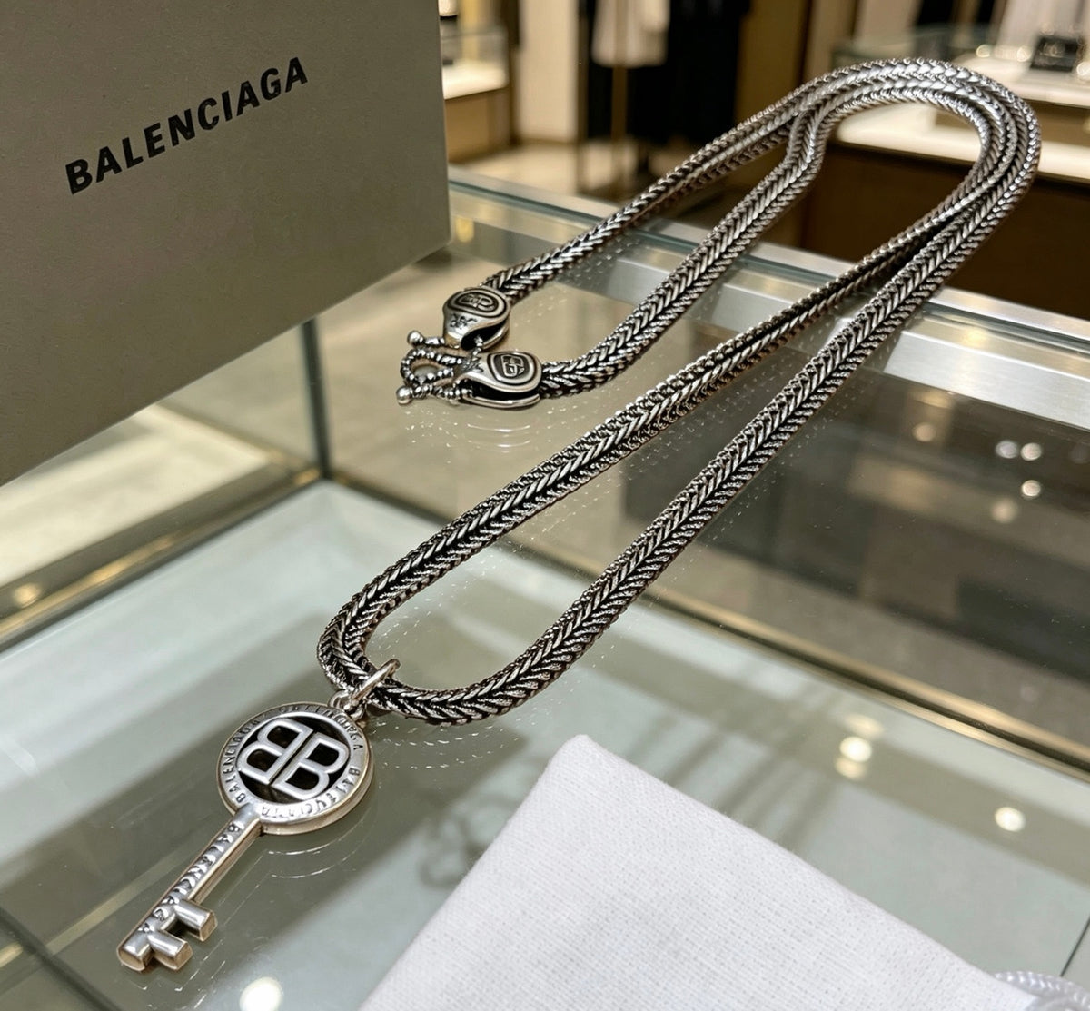 Geometric Emblem Pendant Necklace in Polished Metal-Tone – Vintage Detail – Design 003 front product view