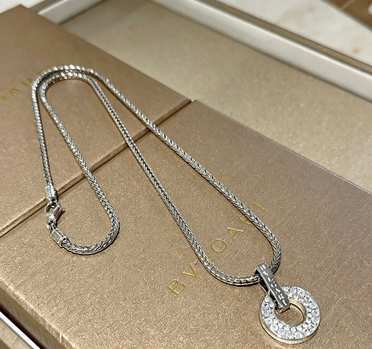 Geometric Emblem Pendant Necklace in Gold-Tone – Design 001 main product view