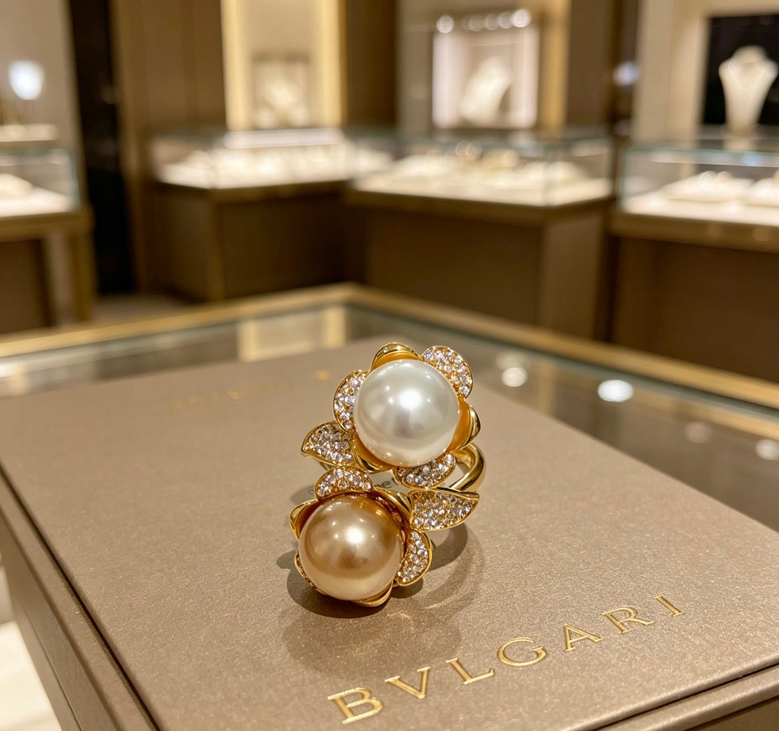 Geometric Emblem Statement Ring in Gold-Tone – Gold Detail front product view