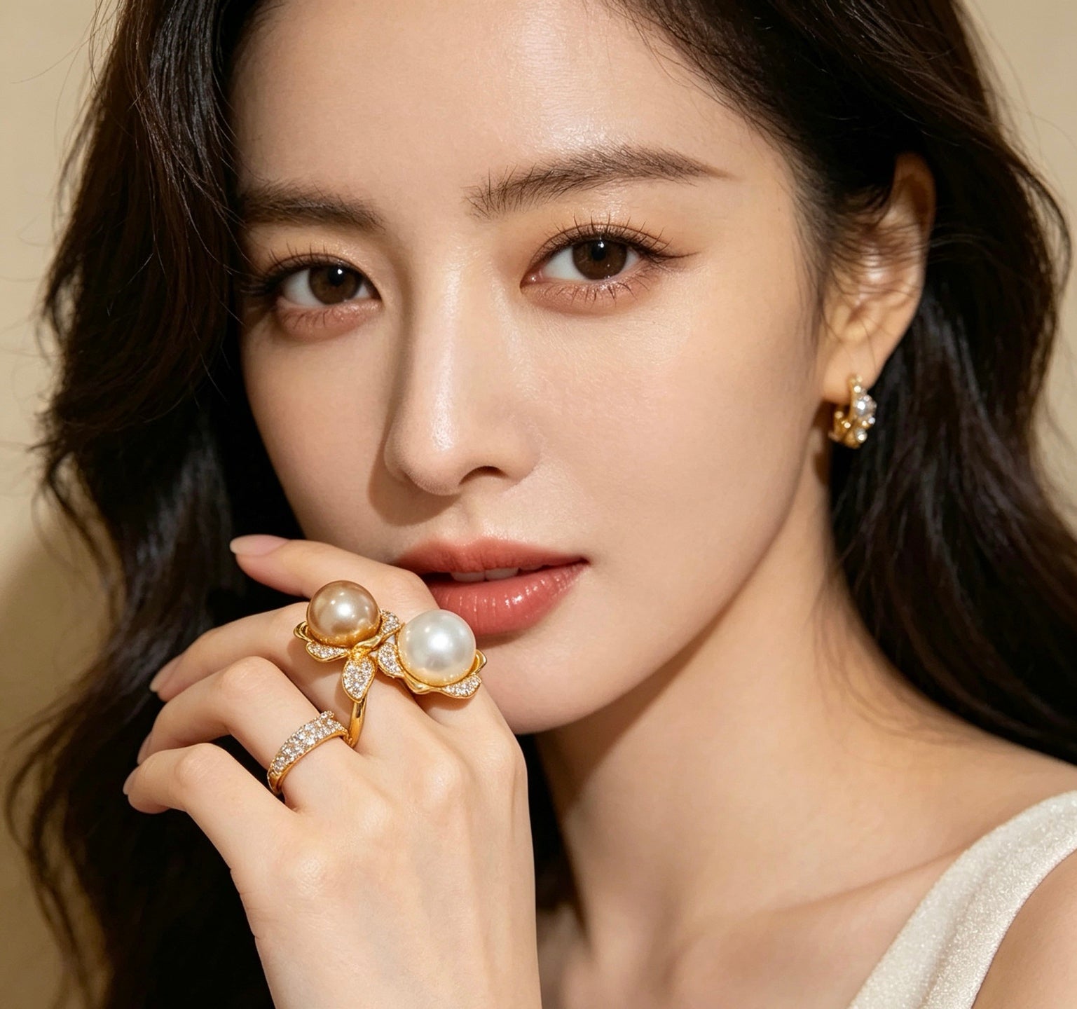 Geometric Emblem Statement Ring in Gold-Tone – Gold Detail detail view