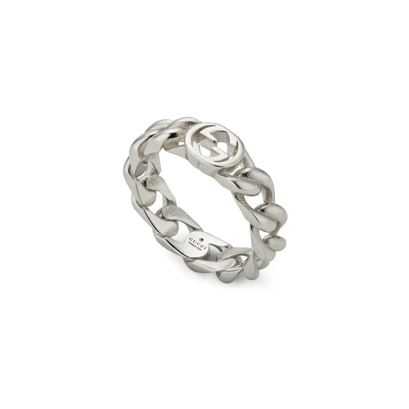 Geometric Emblem Statement Ring in Polished Metal-Tone – Design 002 front product view