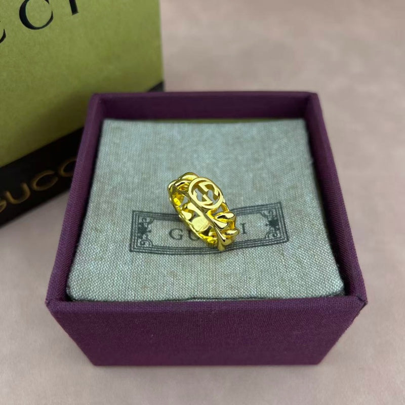 Geometric Emblem Statement Ring in Polished Metal-Tone – Design 002 styled product view