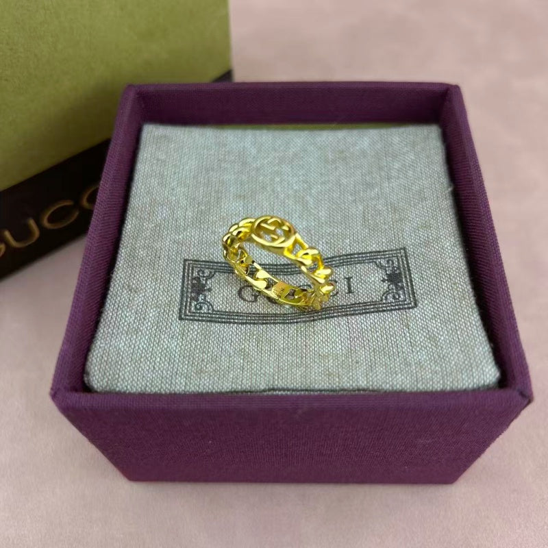 Geometric Emblem Statement Ring in Polished Metal-Tone – Design 002 main product view
